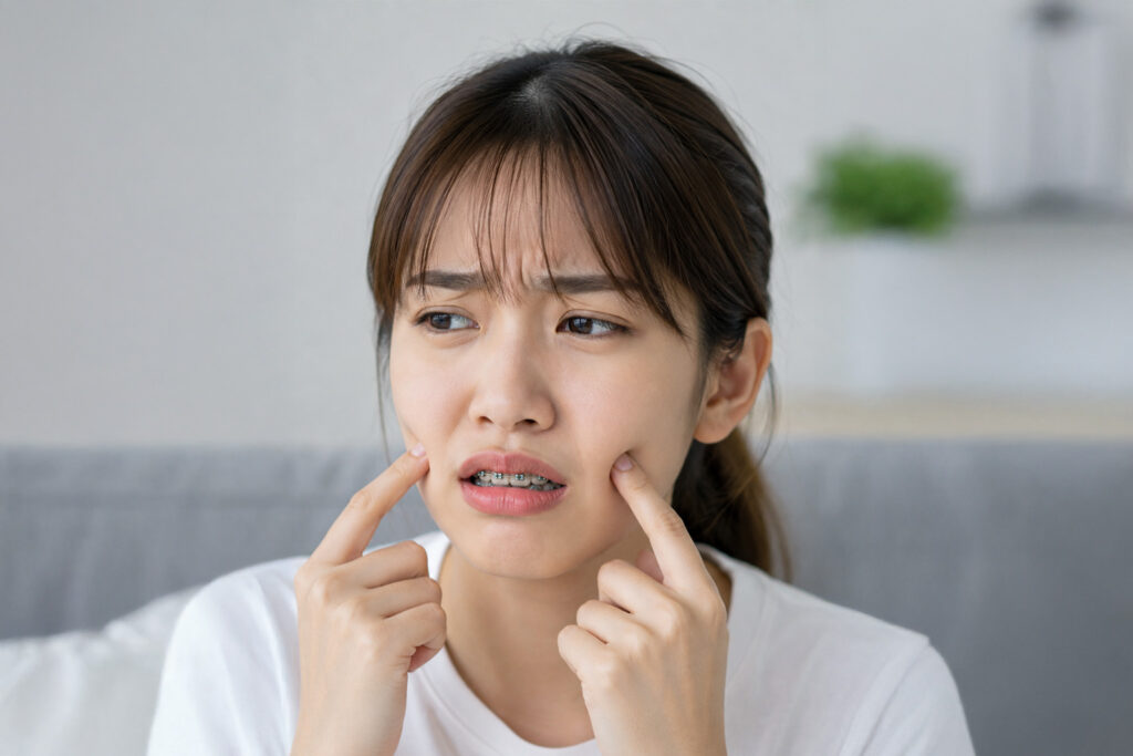 แก้มตอบจากการจัดฟันเกิดจากอะไร? แก้ได้อย่างไรบ้าง? 1 จัดฟันแก้มตอบ