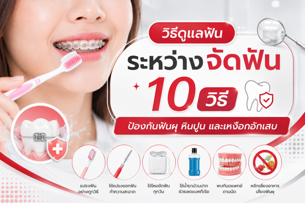 วิธีดูแลฟันระหว่างจัดฟัน 10 วิธี ป้องกันฟันผุ หินปูน และเหงือกอักเสบ 1 ดูแลฟันระหว่างจัดฟัน
